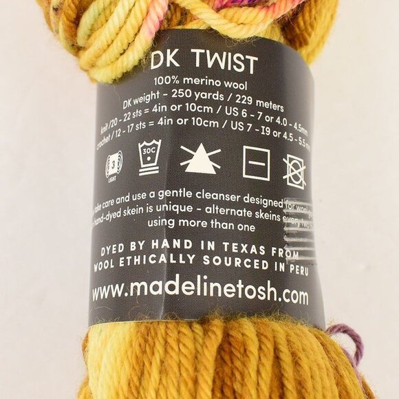 MadelineTosh DK Twist Yarn Merino Wool Hand-Dyed 250 Yards Bee Wax - Picture 3 of 3